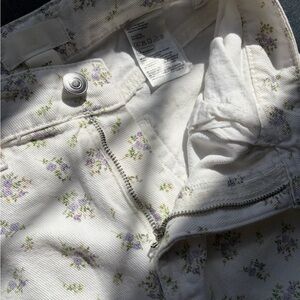 H&M White Denim Jeans with Purple Floral Print